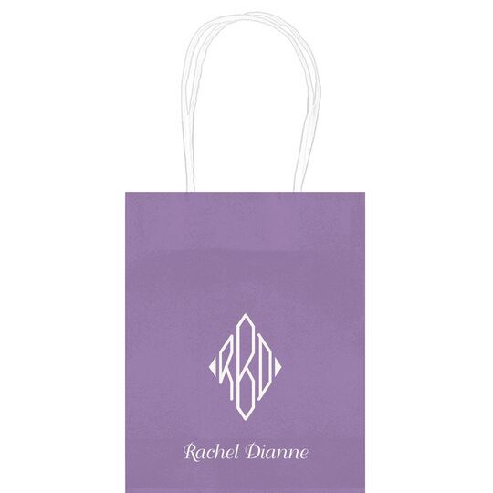 Shaped Diamond Monogram with Text Mini Twisted Handled Bags